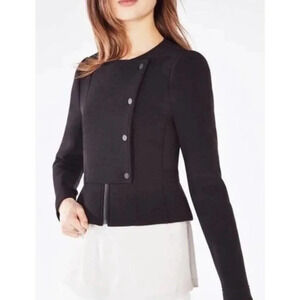Bcbgmaxazria Jaymes Peplum Blazer Moto Jacket Black